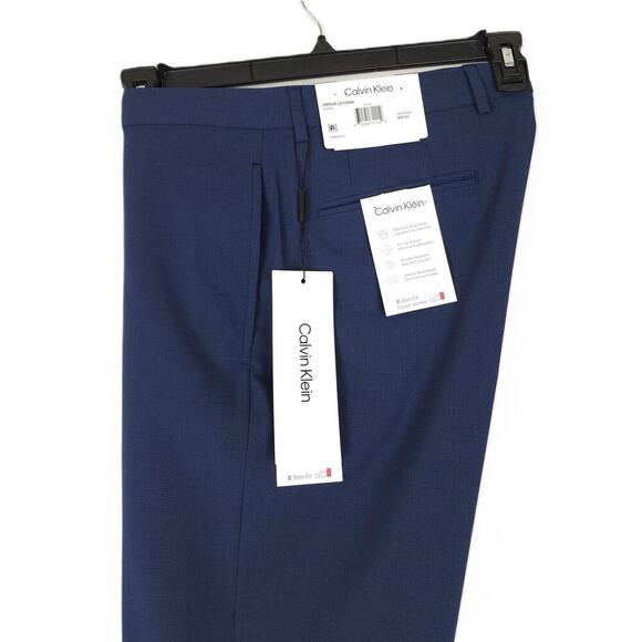 Calvin Klein Men's Slim-Fit Infinite Stretch Dress Pants Blue Plaid 34x32 NWT - Picture 1 of 4